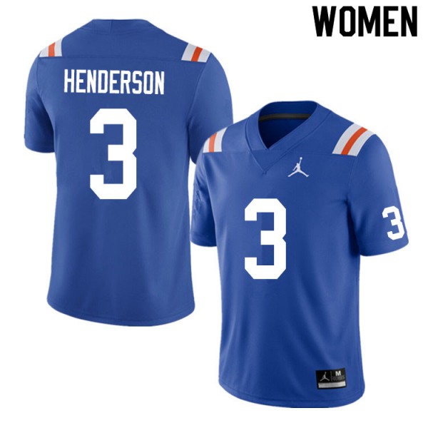 Women #3 Xzavier Henderson Florida Gators College Football Jersey Throwback